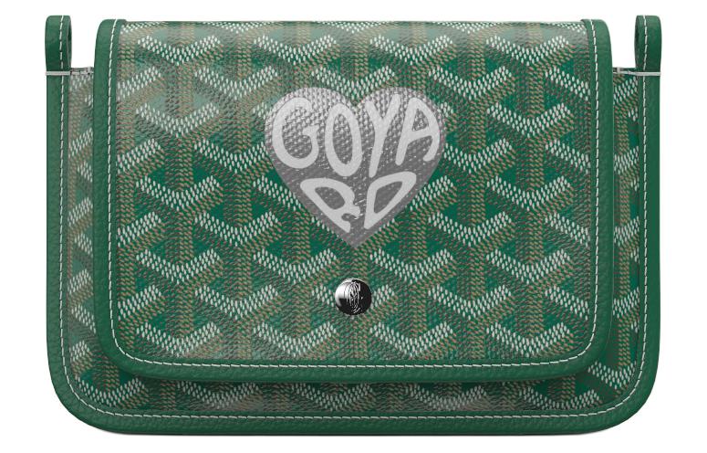 GOYARD Plumet Canvas With Leather Envelope Bag Crossbody Bag Shoulder Bag Unisex Green/Silver Small Heart