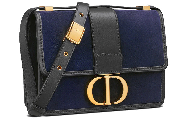 DIOR 30 Montaigne Suede Cow Leather Box Bag, Shoulder Bag, Crossbody Bag Regular Women's Blue