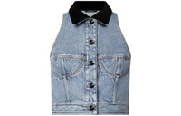 LOUIS VUITTON Sleeveless VeLOUIS VUITTONet Accent Denim Jacket