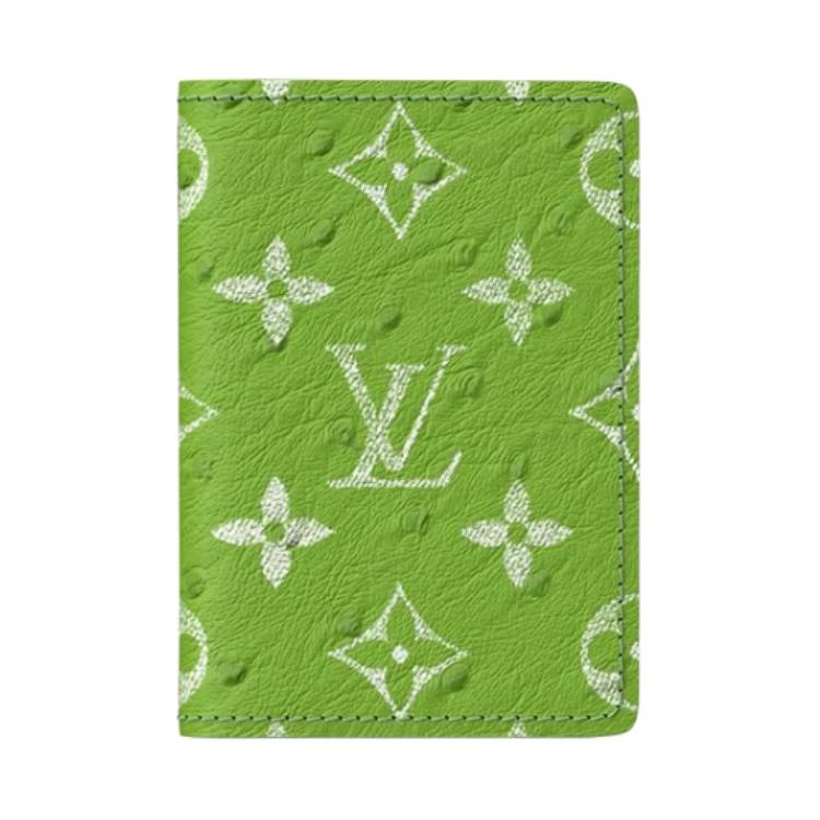 LOUIS VUITTON Pocket Organizer Leather Card Holder Men's Green