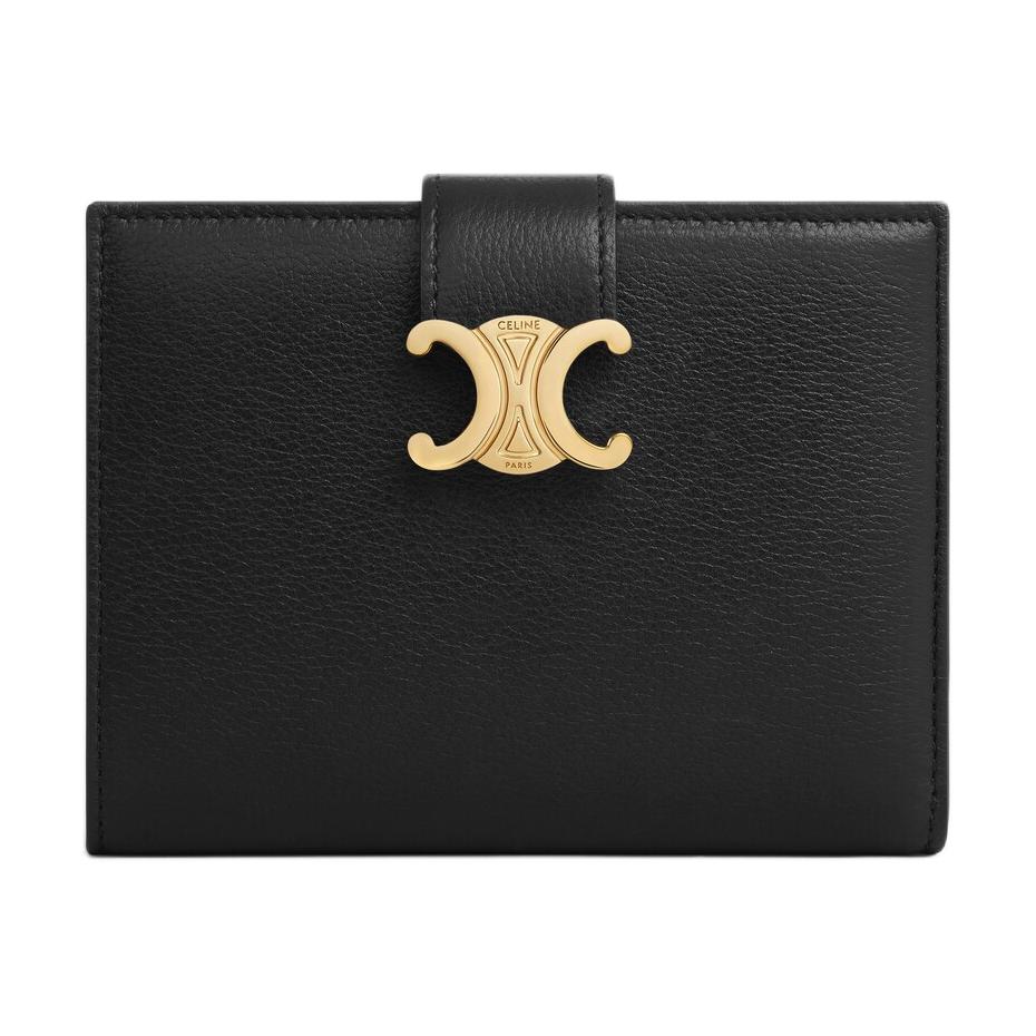 CELINE Calfskin Wallet Medium Size Women's Black