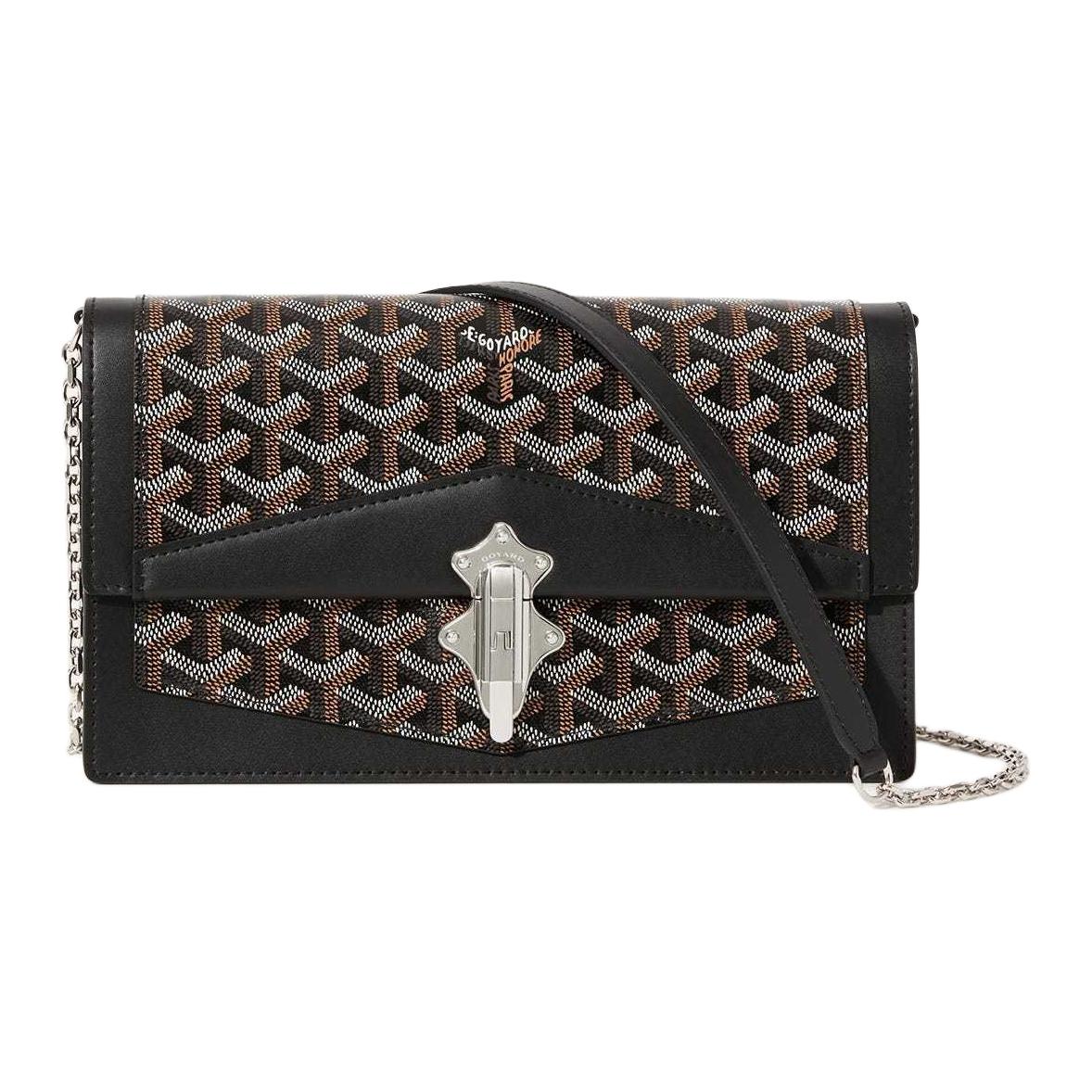 GOYARD Goyardine Canvas With Cervon Calfskin Shoulder Bag Crossbody Bag Women's Black