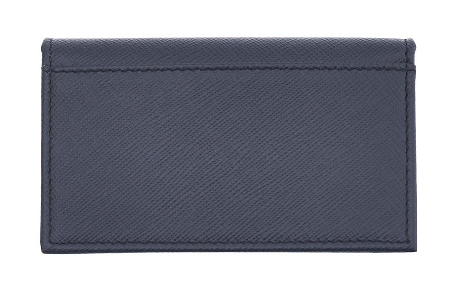 PRADA Cow Leather Card Holder Wallet Men's Blue