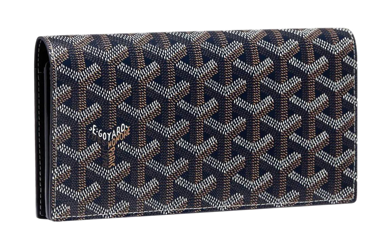 GOYARD RICHELIEU Canvas With Leather Wallet Unisex Marine Blue