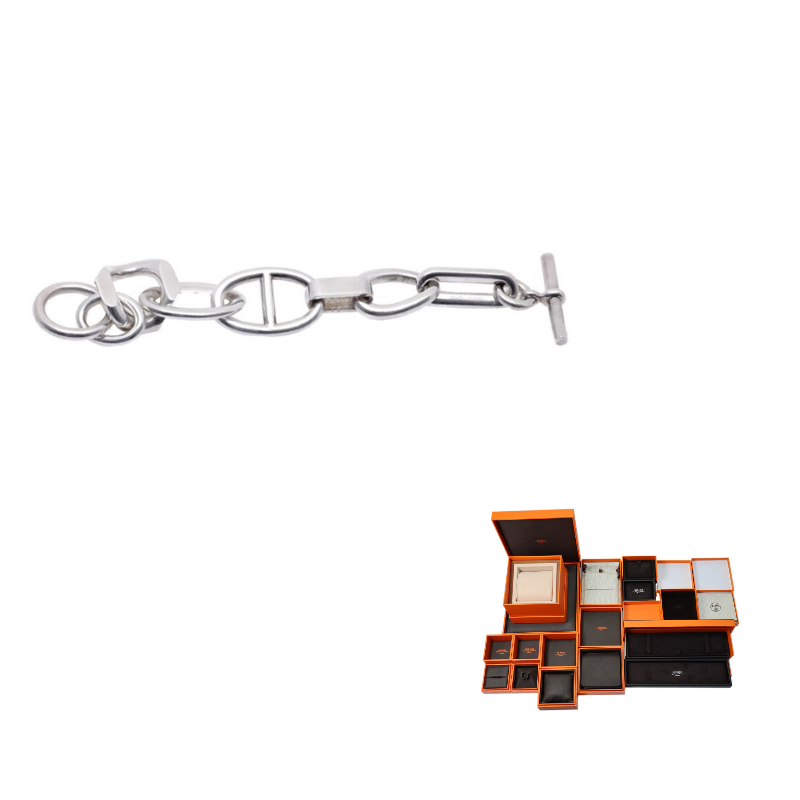 HERMES 925 Sterling Silver Bracelets Men's Silver