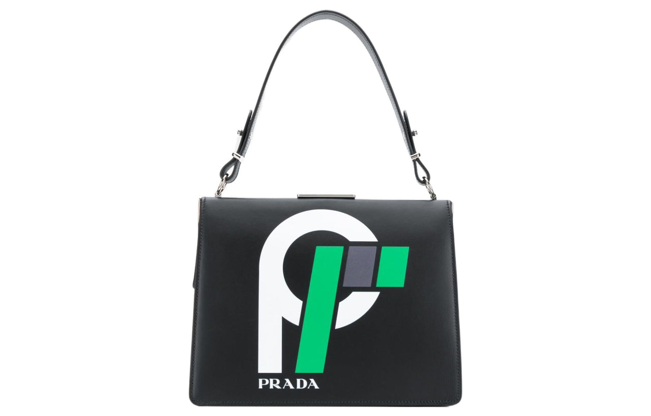 PRADA Calfskin Shoulder Bag Handbag Women's Black