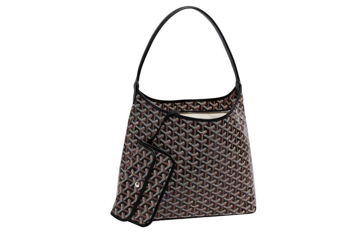 GOYARD Bohème Hobo Canvas With Leather Shoulder Bag Combo Bag Shoulder Bags Women's Black/Orange Heart Edition