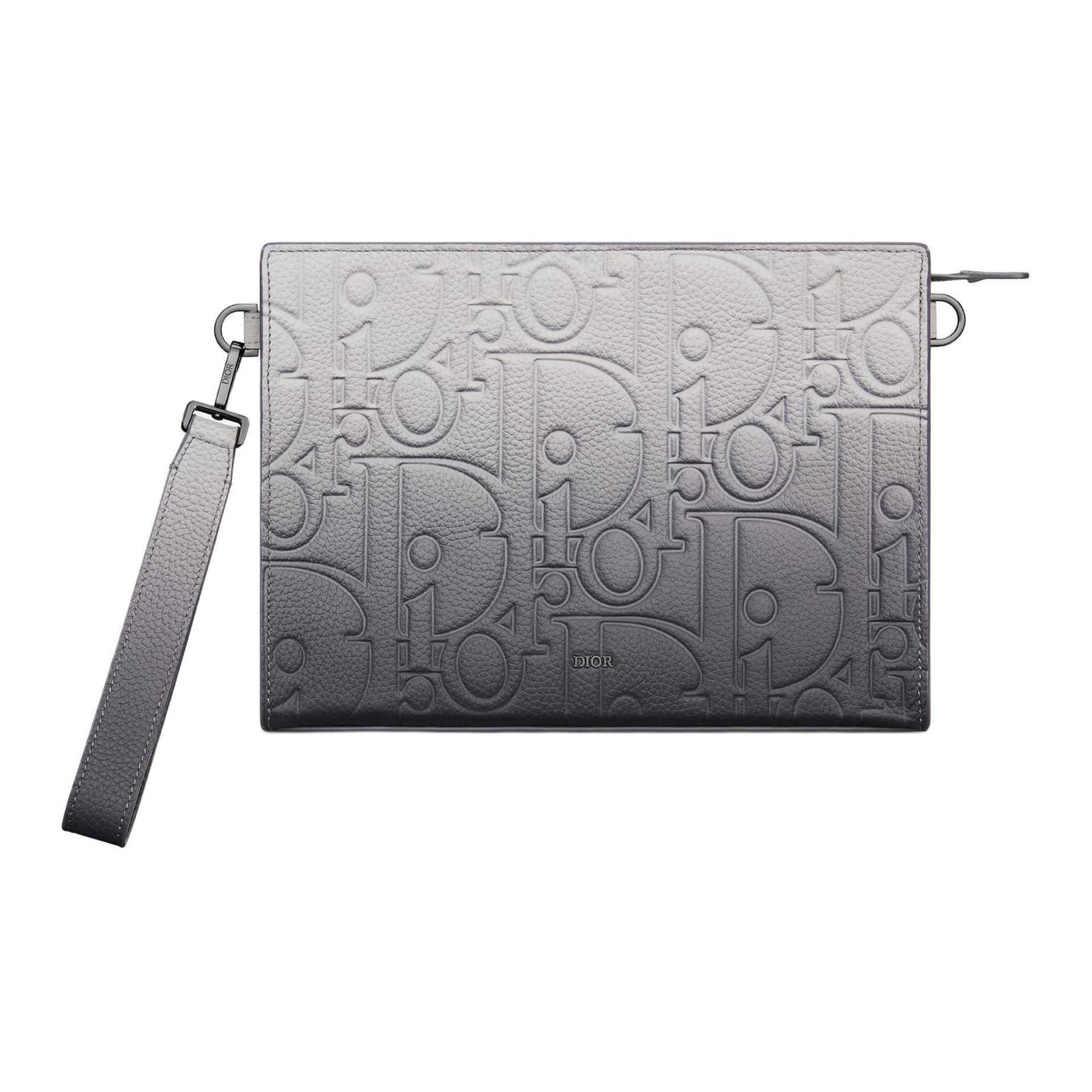 DIOR Cow Leather Clutch Men's Gray