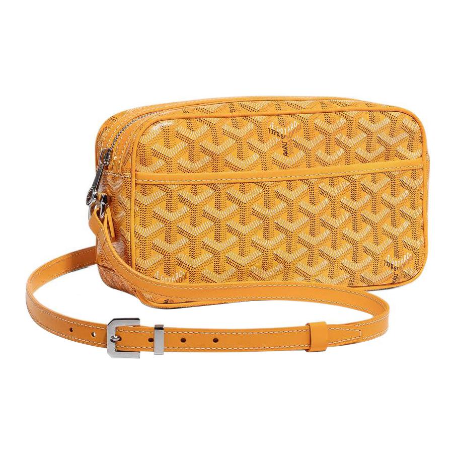 GOYARD Cap-Vert Calfskin With Canvas Small Square Bag Shoulder Bag Crossbody Bag Small Size Women's Yellow