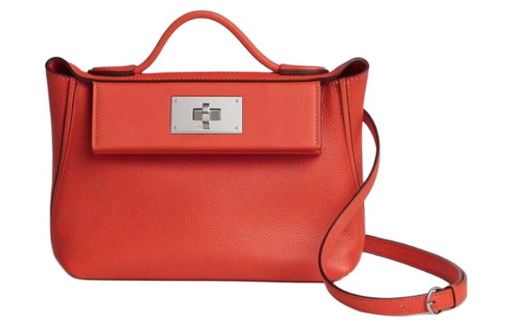 HERMES 24/24 Evercolor With Swift Calfskin Handbag Shoulder Bag Crossbody Bag Mini Women's Orange