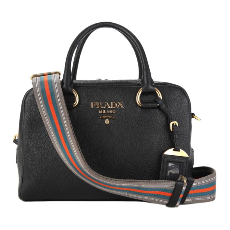 PRADA Cow Leather Shoulder Bag Crossbody Bag Handbag Women's Black