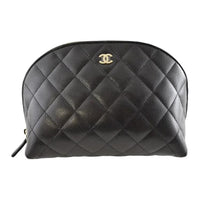 CHANEL Grained Calfskin Clutch Medium Size Women's Black