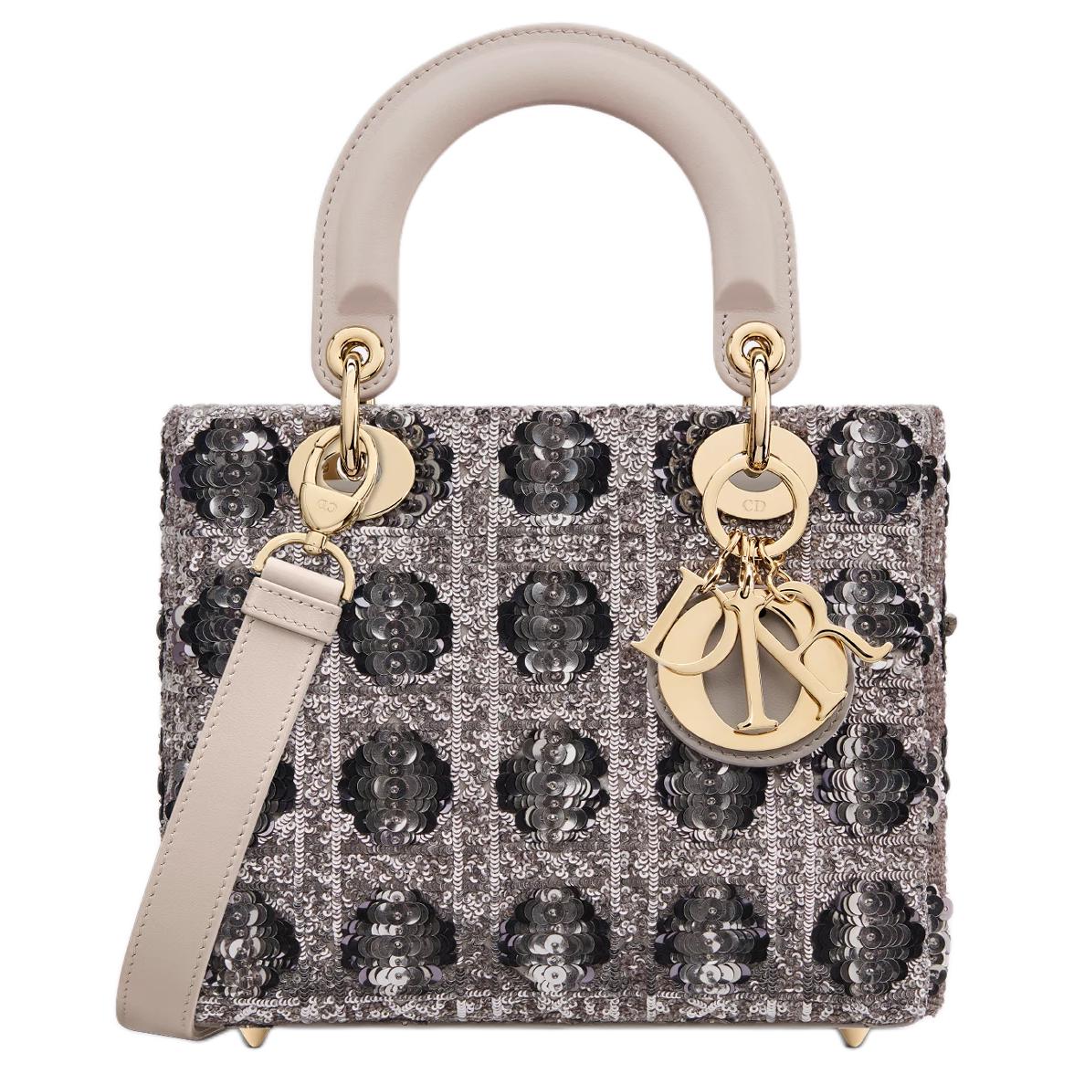 DIOR Lady Dior Cow Leather Lady Dior Bag, Shoulder Bag, Crossbody Bag, Handbag Small Size Women's Gray