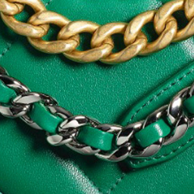 CHANEL 19Bag Lambskin Round Bag Evening Party Bag Handheld Shoulder Bag Crossbody Bag Women's Green