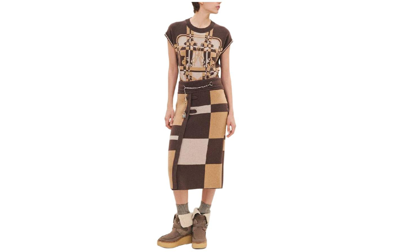 HERMES FW23 Knit Long Skirts Women's Multicolor