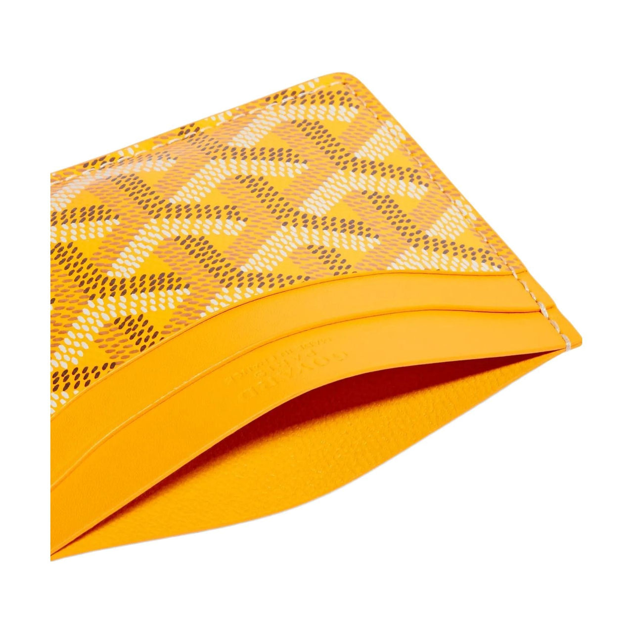 GOYARD Saint-Sulpice Canvas With Calfskin Card Clip Card Holder Unisex Yellow/Pink Small Heart