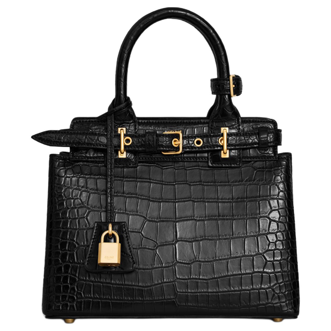 CELINE Crocodile Leather Shoulder Bag Crossbody Bag Handbag Women's Black