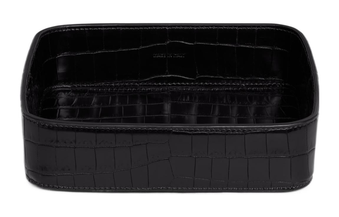 CELINE Crocodile Leather Ornamental Container Necklace Pouch Women's Black