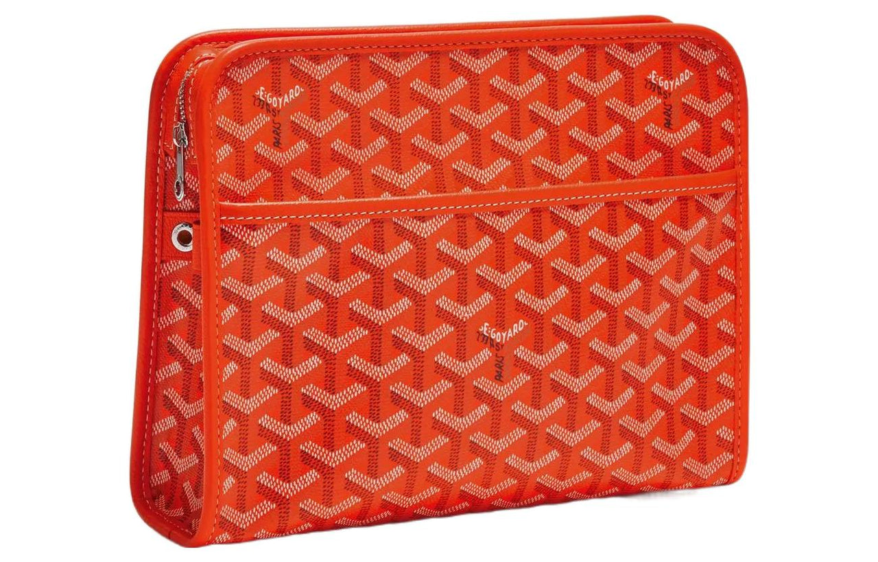 GOYARD JOUVENCE Canvas With Leather Travel Storage Bags Handheld Toiletry Bags Medium Size Unisex Orange