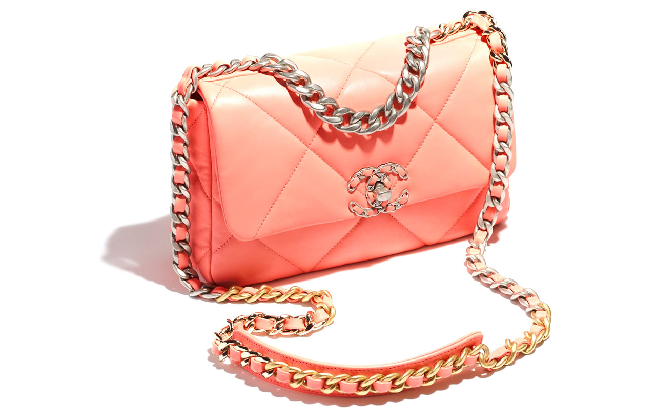 CHANEL 19Bag Lambskin Handbag Shoulder Bag Crossbody Bag Regular Women's Light Orange