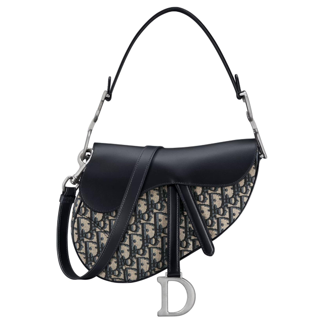 DIOR Oblique Printed Fabric With Smooth Cow Leather Saddle Bag, Shoulder Bag, Crossbody Bag, Handbag Women's Blue