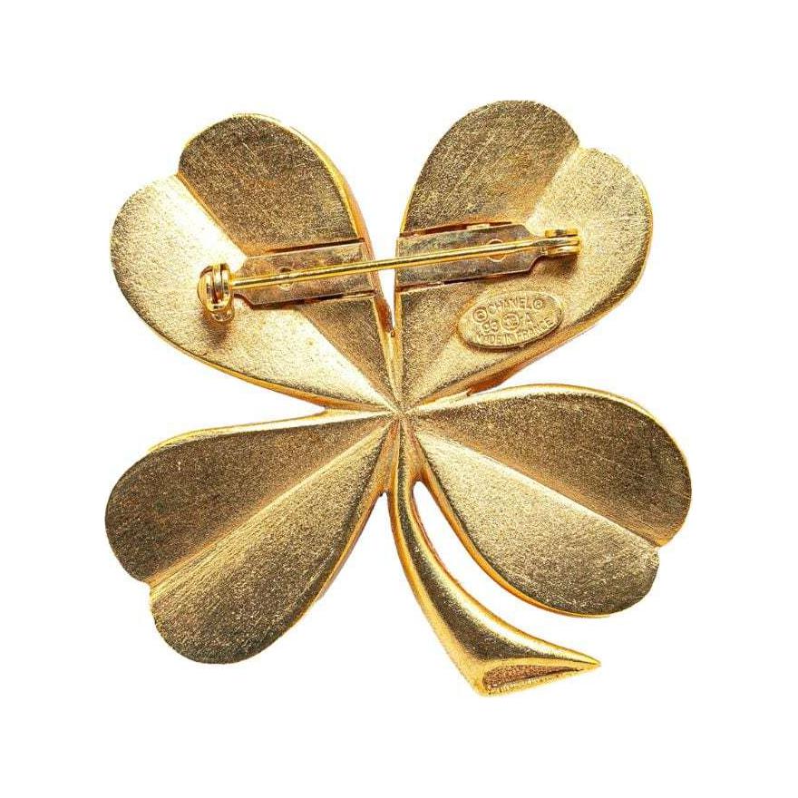 CHANEL 1993 Plated Cc Clover Costume Brooch
