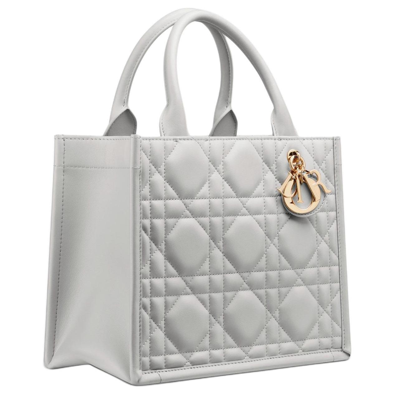 DIOR BookTote Calfskin Tote Bag Shopping Bag Shoulder Bag Crossbody Bag Handbag Small Size Women's Misty