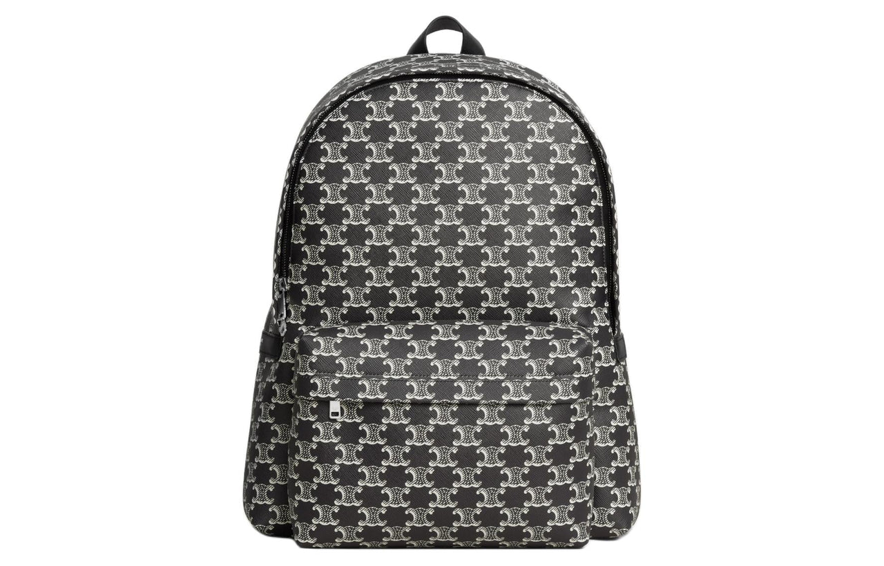 CELINE Cow Leather Backpack Men's Black & White
