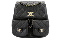 CHANEL Duma Calfskin Backpack Medium Size Women's Black