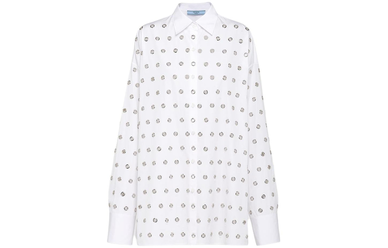 PRADA Eyelet Embellished Button Up Shirt