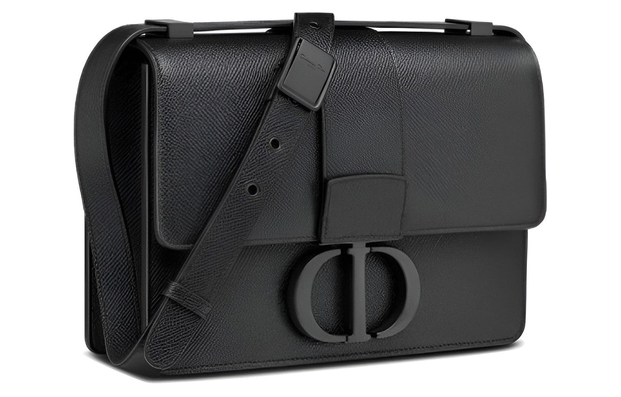 DIOR 30 Montaigne Grained Calfskin Box Bag, Shoulder Bag, Crossbody Bag Women's Black