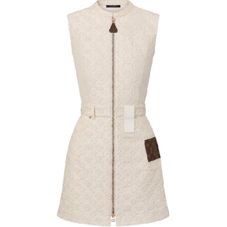 LOUIS VUITTON Monogram Fil Coupé Zip-Up Dress