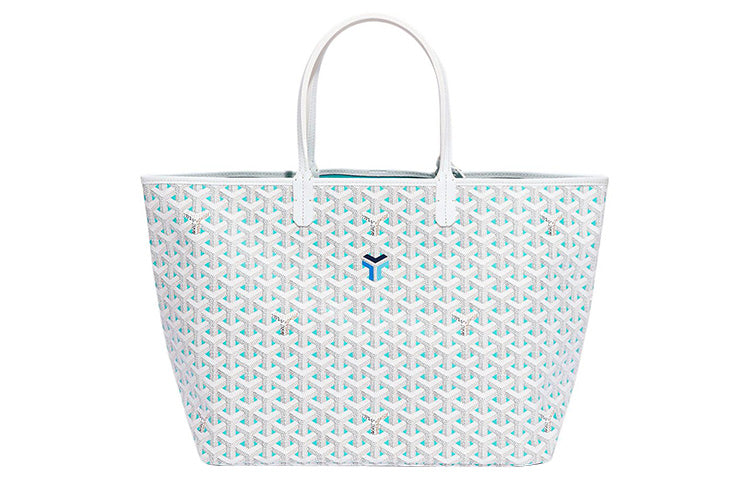 GOYARD Saint Louis PM Canvas With Leather Handbag Shoulder Bag Unisex White/Pale Greenish-White Jade Color