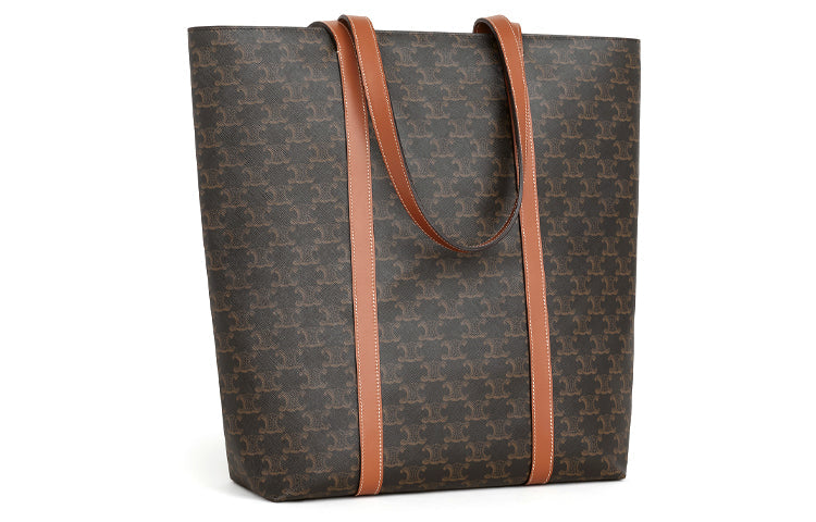 CELINE Fabric Tote Bag Shopping Bag Shoulder Bags Unisex Tawny