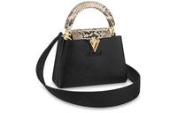 LOUIS VUITTON Capucines Leather With Python Skin Accents Capusin Shoulder Crossbody Handbag Mini Women's Black