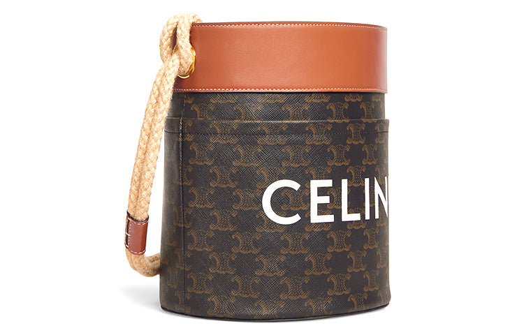 CELINE Canvas With Leather Portable Crossbody Bag Shoulder Bag Women's Tawny