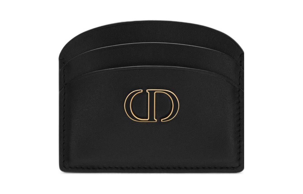 DIOR 30 Montaigne Smooth Cow Leather Card Holder Women's Black