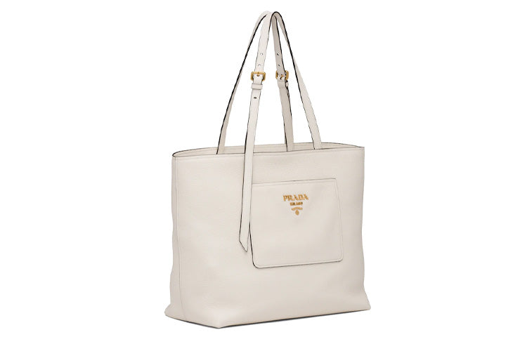 PRADA Calfskin Tote Bag Shopping Bag Handbag Shoulder Bag Crossbody Bag Women's White