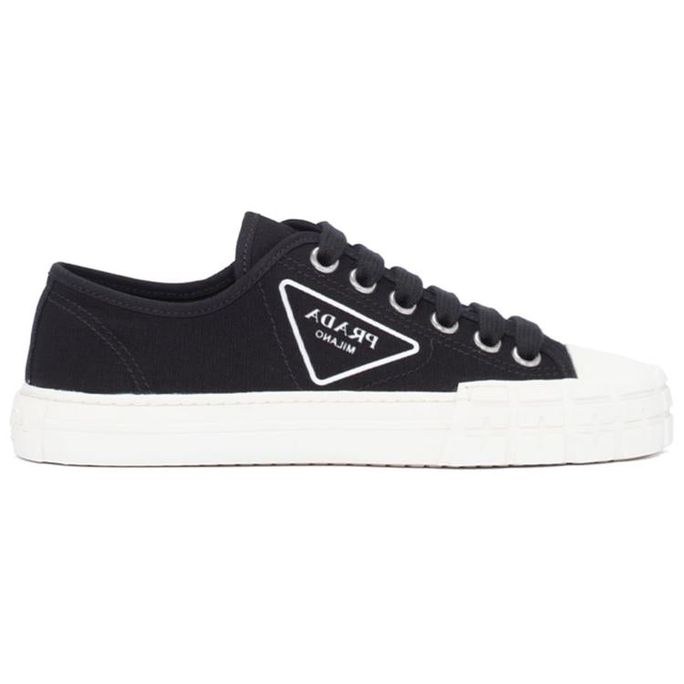PRADA Cotton Canvas Sneakers 'Black Ivory' Women's