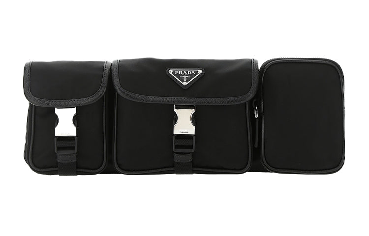 PRADA Cow Leather Fanny Pack Men's Black