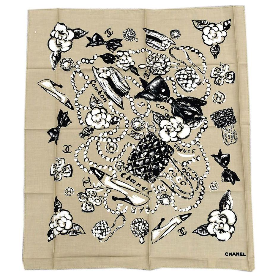 CHANEL 1990-2000s Camellia Scarf