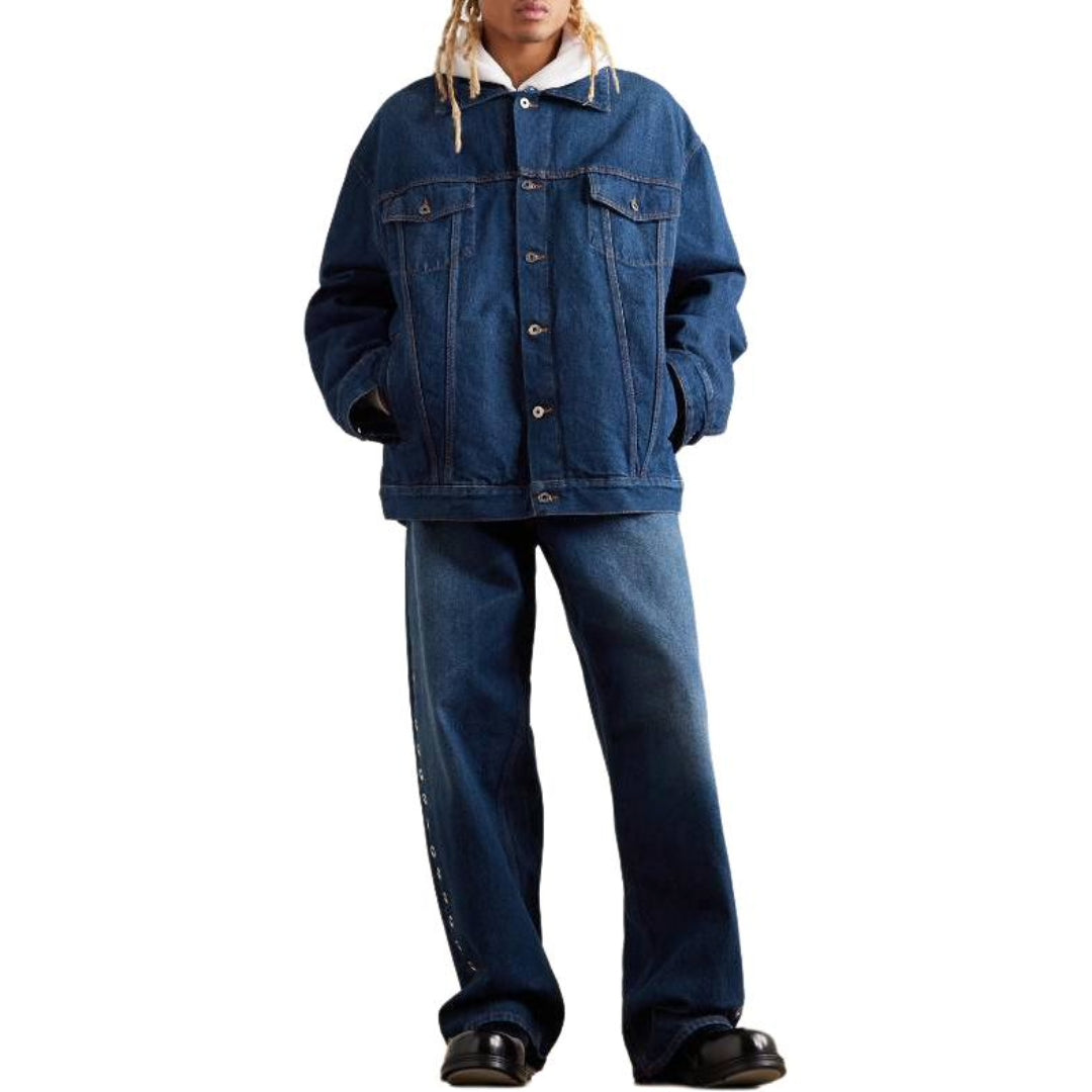 Off-White Oversize Logo-Appliqued Denim Jacket OMYE090C99DEN0024400