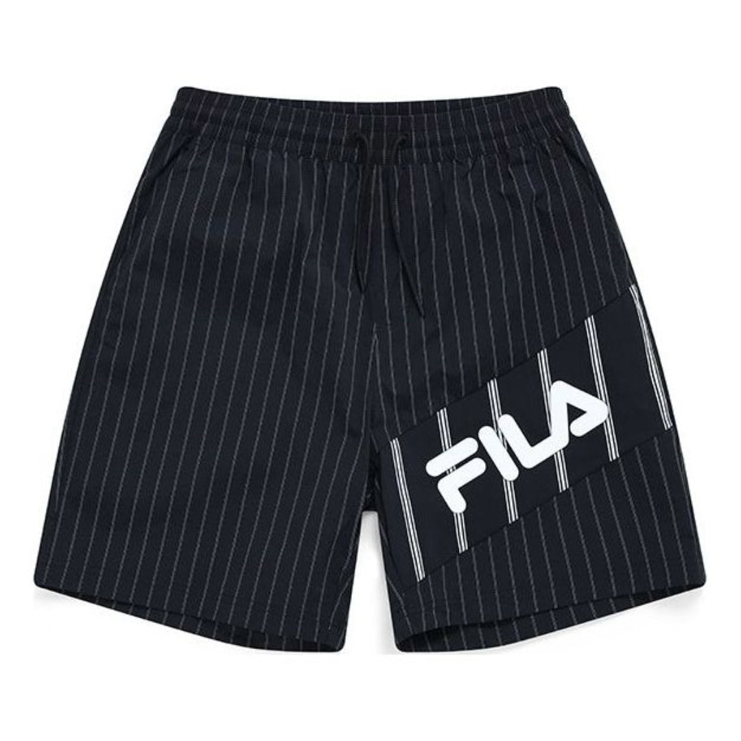 FILA FUSION Striped Patch Logo Loose Fit Woven Shorts 'Black White' T11M139820F-ST