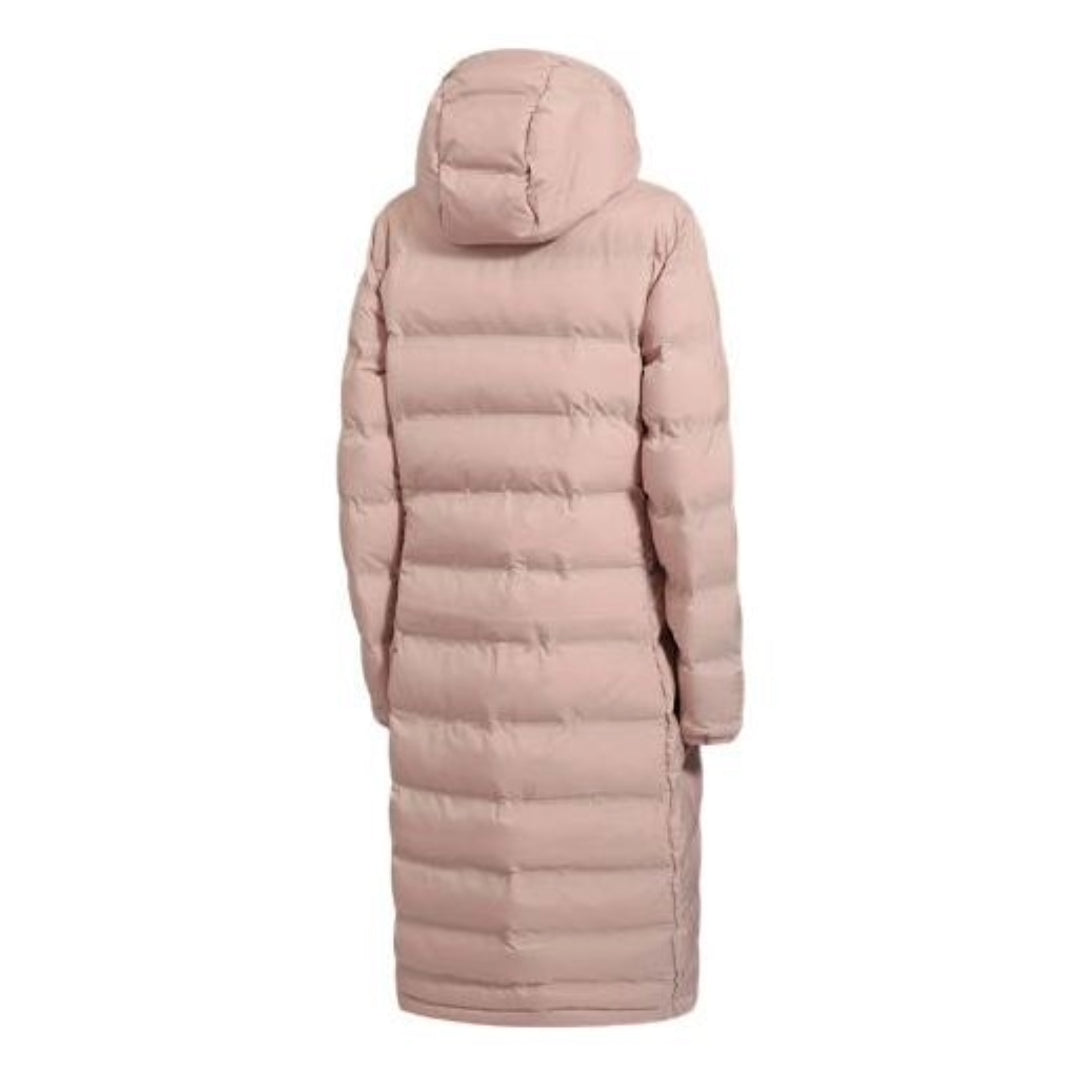 (WMNS) جاكيت أديداس هيليونيك طويل للأسفل، مقاسات آسيوية، لون وردي، CY8635