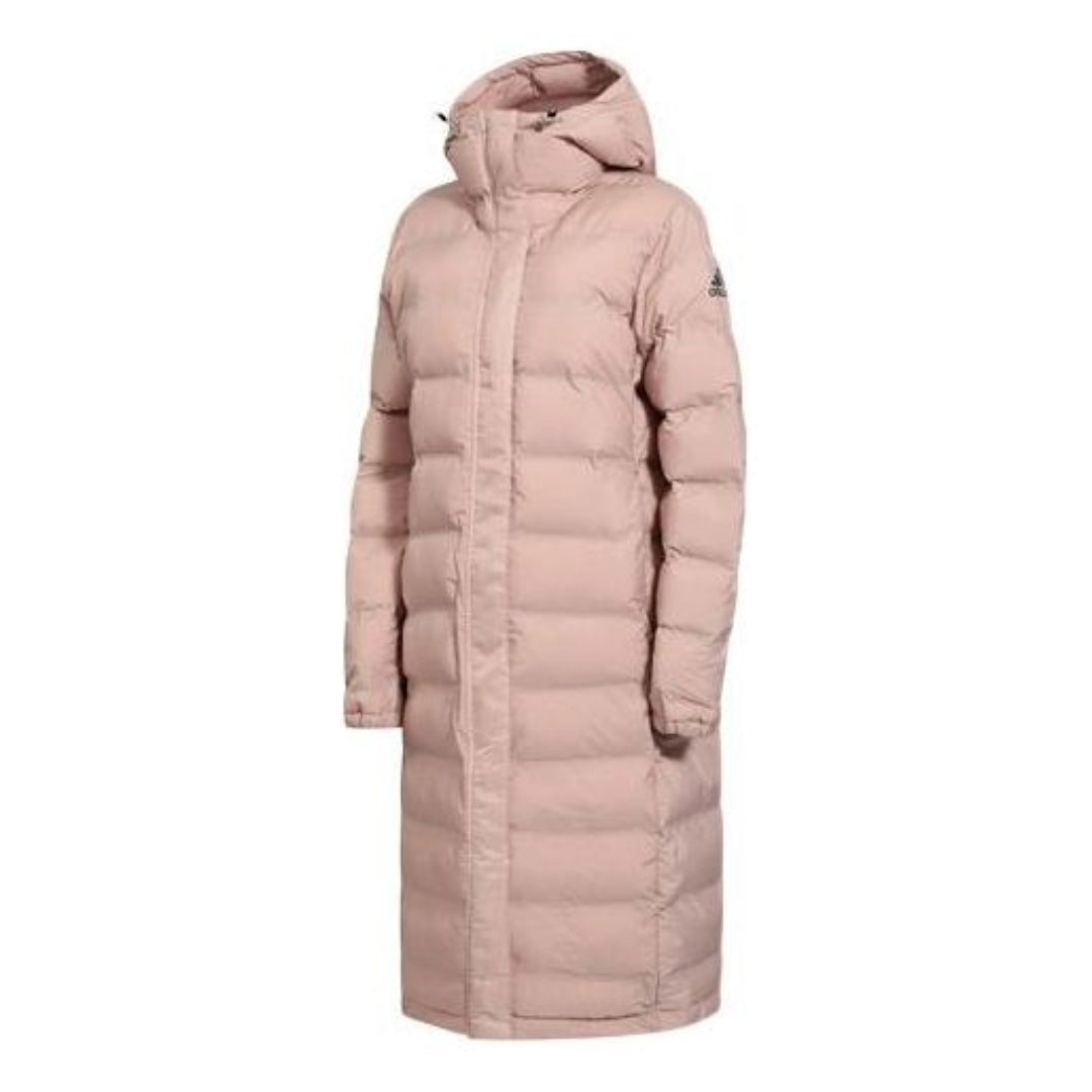 (WMNS) جاكيت أديداس هيليونيك طويل للأسفل، مقاسات آسيوية، لون وردي، CY8635