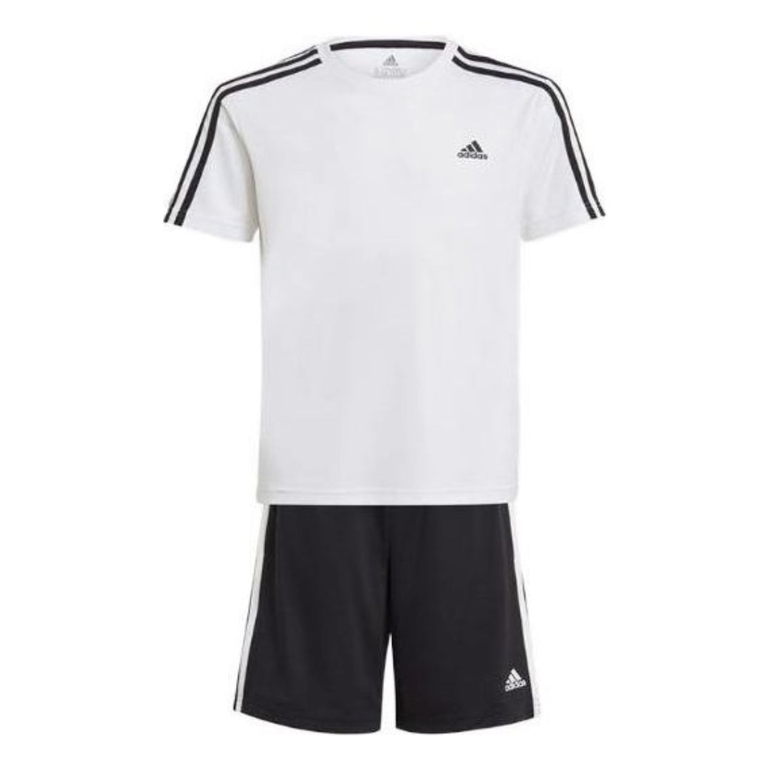 (GS) adidas Designed To Move T-Shirt And Shorts Asia Sizing 'White Black' GN1492