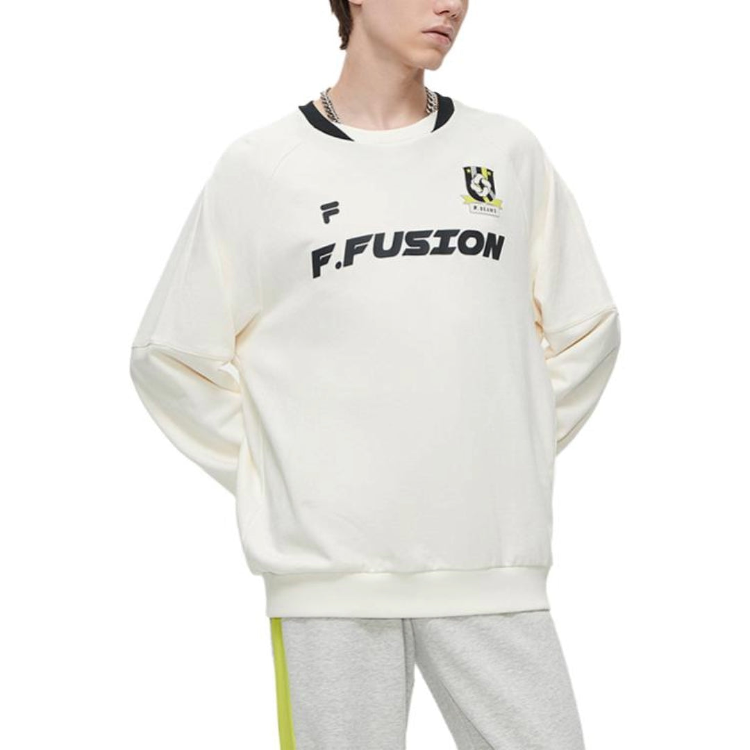 FILA FUSION x BEAMS Letter Printed Sweater 'White Black' T11U349203F-IV