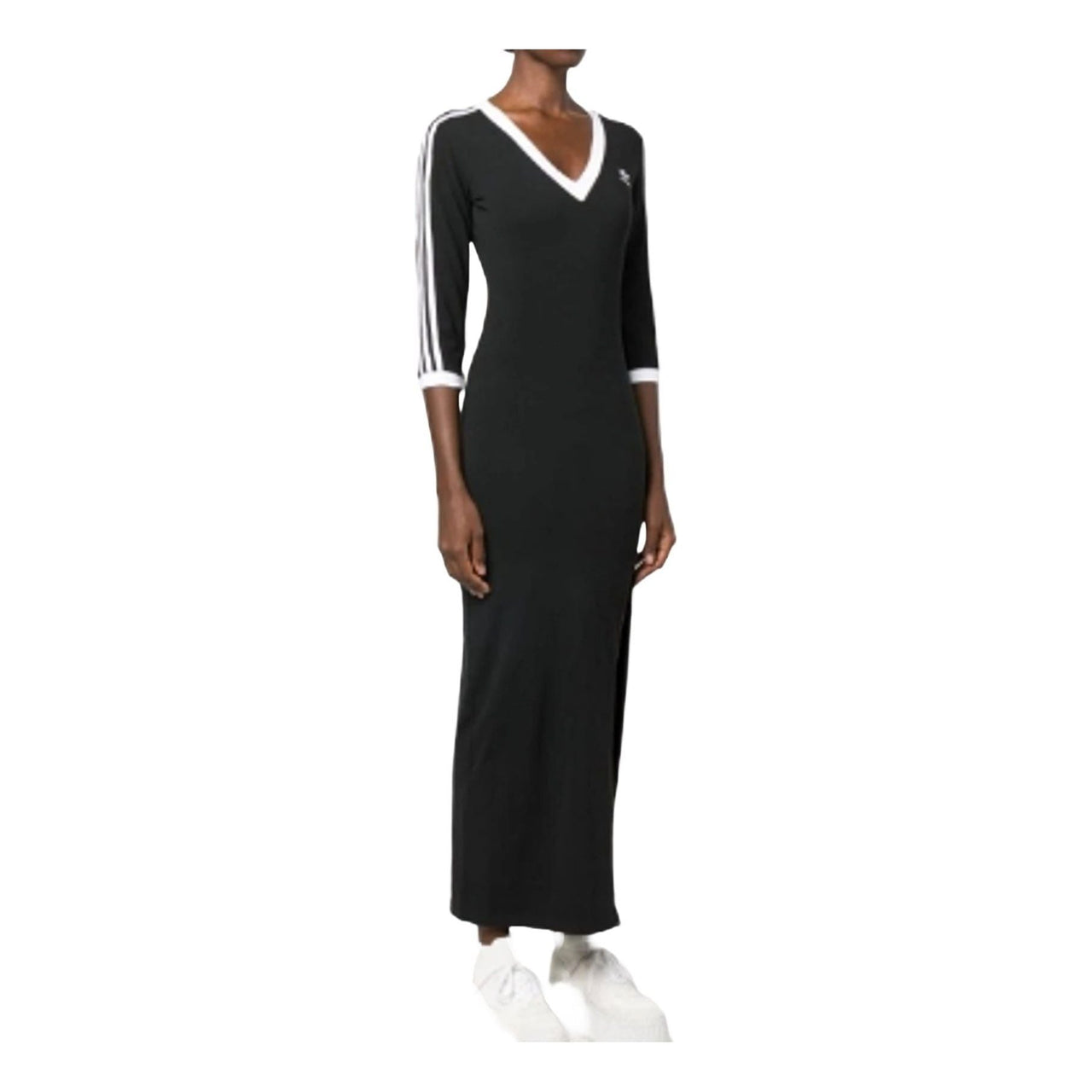 (WMNS) adidas Adicolor Classics 3-Stripes Maxi Dress Asia Sizing 'Black White' IK0439