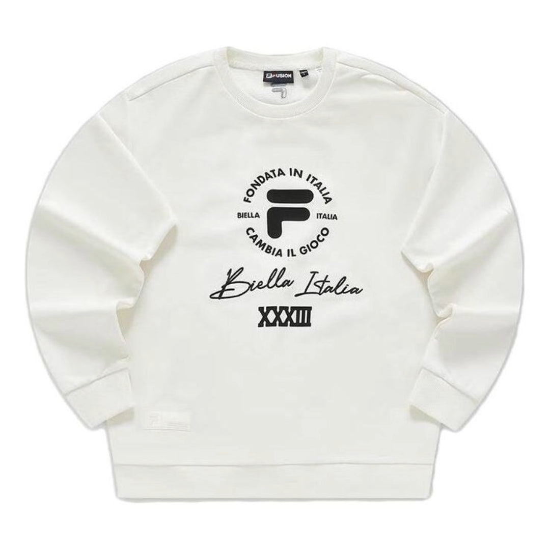 FILA FUSION Logo Printed Sweater 'White Black' T11M345204F-WT