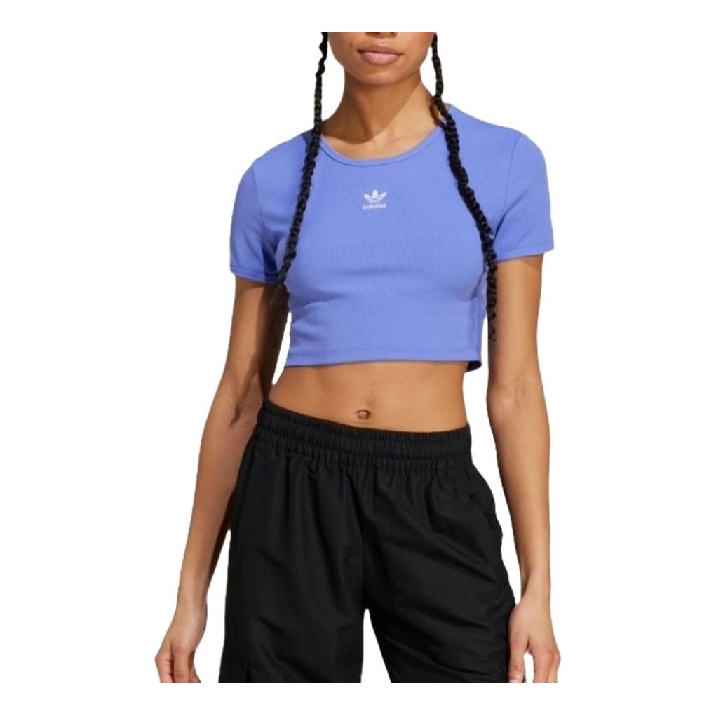 (WMNS) adidas originals Essential Ribbed T-Shirt Asia Sizing 'Purple' IY9668